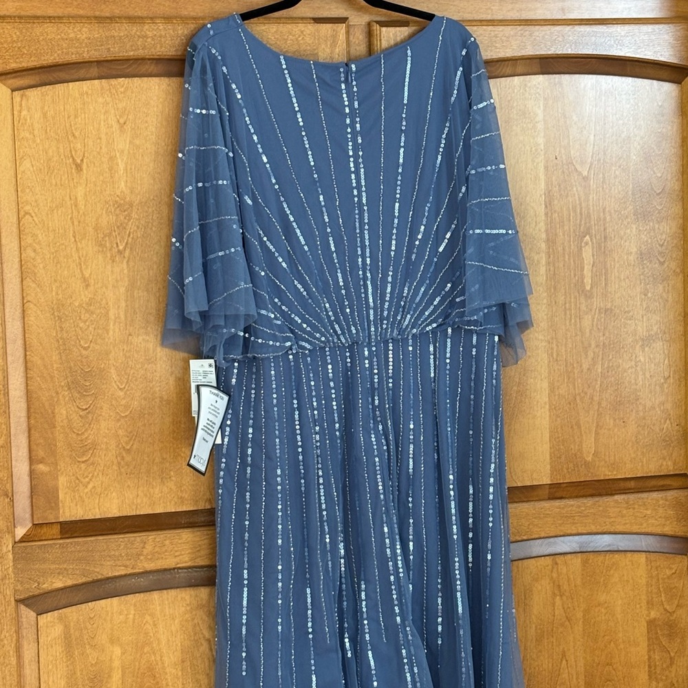 Adrianna Papell Blue Sequin Midi Dress - Picture 2 of 4
